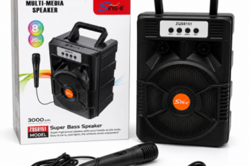 Bocina Portátil Bluetooth 8″ ZQS8151 con Micrófono y LED